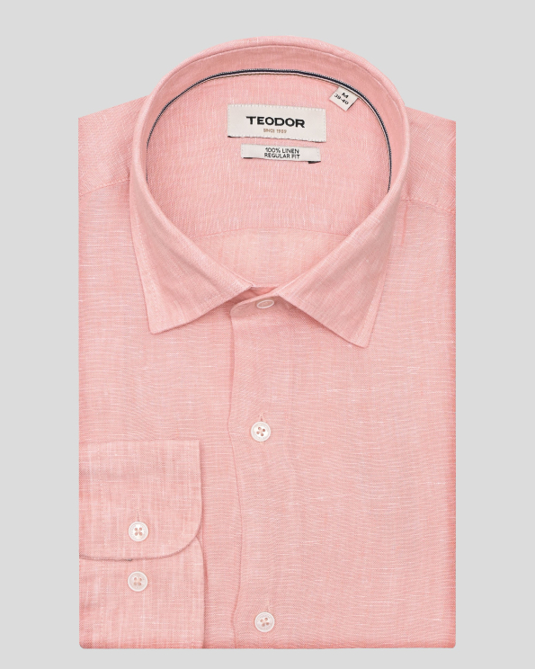 ЛЕНЕНА РИЗА СВОБОДЕН СИЛУЕТ В ЦВЯТ СЬОМГА МЕЛАНЖ 