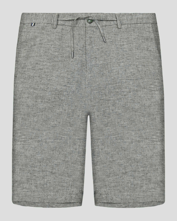  БЕРМУДИ ОТ ПАМУК И ЛЕН В СИВО-ЗЕЛЕН МЕЛАНЖ 