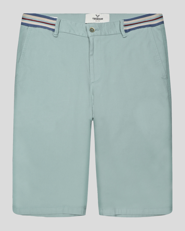 БЕРМУДИ С ИТАЛИАНСКИ ДЖОБ И КОНТРАСТЕН ШИРИТ В ЦВЯТ МИНТ