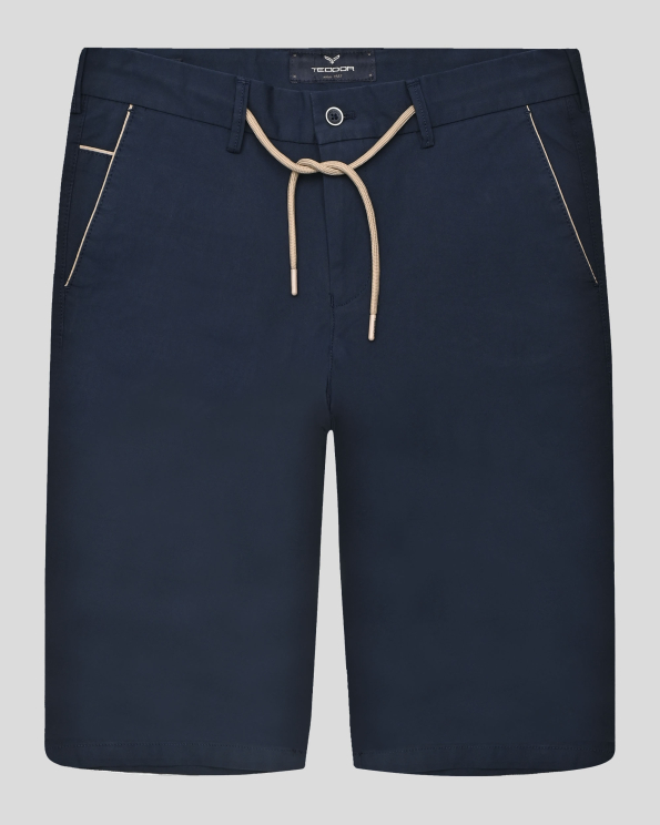 ТЪМНОСИНИ БЕРМУДИ С ИТАЛИАНСКИ ДЖОБОВЕ И КОЛАН С ВРЪЗКИ