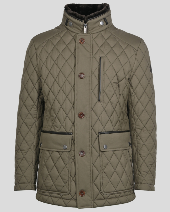 КЪСО ЯКЕ НА РОМБОВЕ С ВЪНШНИ ДЖОБОВЕ И КОЖЕНИ ГАРНИТУРИ В ЦВЯТ КАКИ