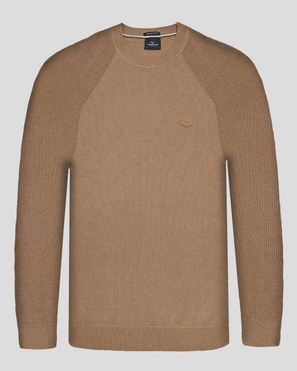 СВЕТЛОКАФЯВ ПУЛОВЕР С РЕГЛАН РЪКАВ ОТ PREMIUM ПАМУК 