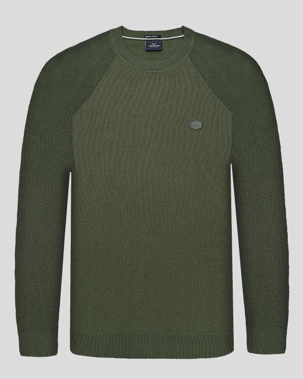 ТЪМНОЗЕЛЕН ПУЛОВЕР С РЕГЛАН РЪКАВ ОТ PREMIUM ПАМУК