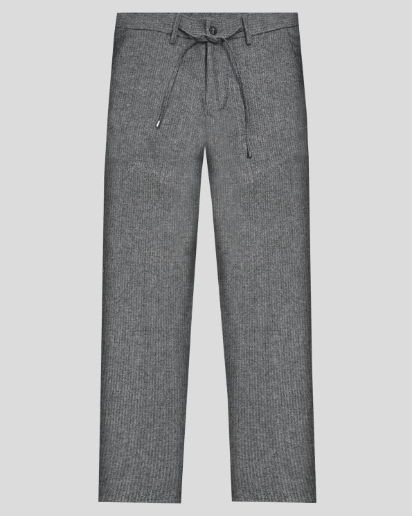 ЧИНО ПАНТАЛОН ОТ ФИНА ВЪЛНА ВЪЛНА И ВИСКОЗА В СИВО-ЧЕРЕН МЕЛАНЖ 