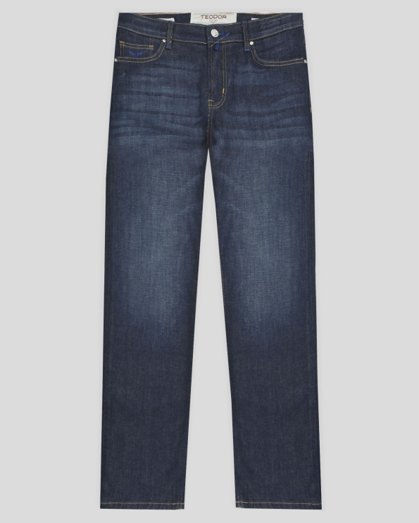 ТЪМНОСИНИ ДЪНКИ С ЛЕК ИЗТРИТ ЕФЕКТ В СВОБОДЕН СИЛУЕТ