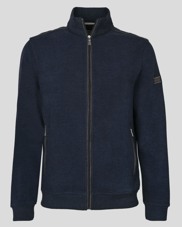 ТЪМНОСИН СУИТШЪРТ С ЦИП И ЛОГО АКСЕСОАР НА РЪКАВ