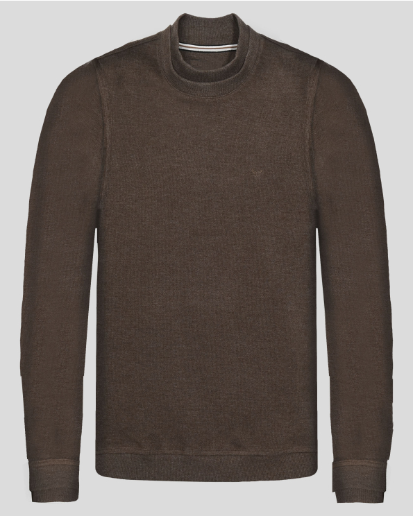 КАФЯВА БЛУЗА МЕЛАНЖ С ДВОЙНО ДЕКОЛТЕ И МАНШЕТИ