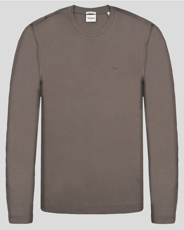 СВЕТЛОКАФЯВА БЛУЗА С ОБЛО ДЕКОЛТЕ ОТ ВИСОКОКАЧЕСТВЕН ПАМУК SUPIMA