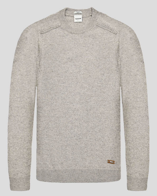 ПУЛОВЕР ОТ ВЪЛНА МЕРИНО С КОПРИНА  В БЕЖОВ МЕЛАНЖ