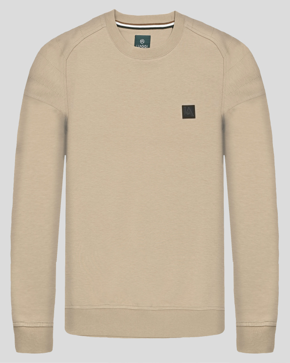  БЕЖОВА БЛУЗА СЪС ЗАОБЛЕНО РАМО И ГУМИРАНО ЛОГО