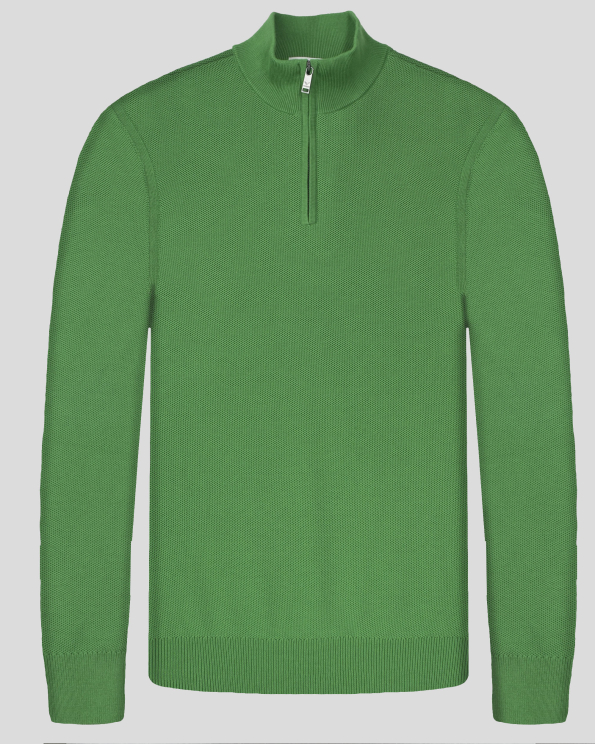 ЗЕЛЕН ПУЛОВЕР С ВИСОКА ЯКА  ОТ 100% PREMIUM ПАМУК