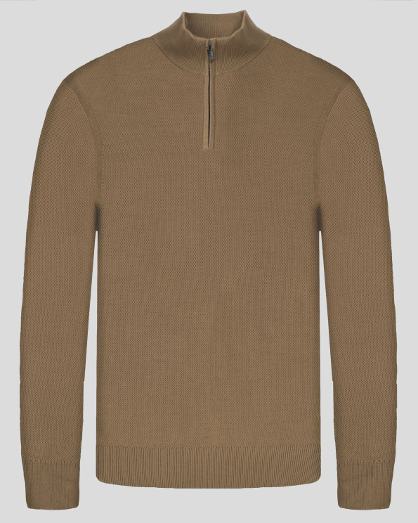 ПУЛОВЕР ТИП ПОЛУПОЛО ОТ 100% PREMIUM ПАМУК В ЦВЯТ КАМЕЛ