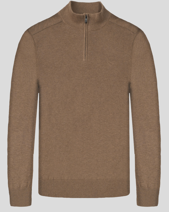 ПУЛОВЕР ТИП ПОЛУПОЛО В ЦВЯТ КАМЕЛ ОТ 100% PREMIUM ПАМУК 