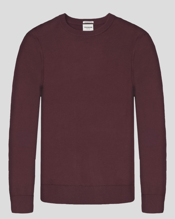 ПУЛОВЕР С ОБЛО ДЕКОЛТЕ ОТ 100% PREMIUM ПАМУК В ЦВЯТ БОРДО