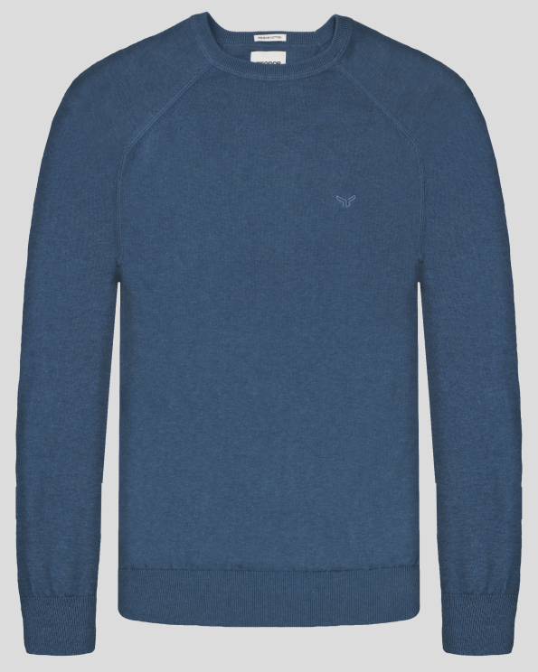 ПУЛОВЕР ОТ 100% PREMIUM  ПАМУК В ЦВЯТ СРЕДНО СИН МЕЛАНЖ