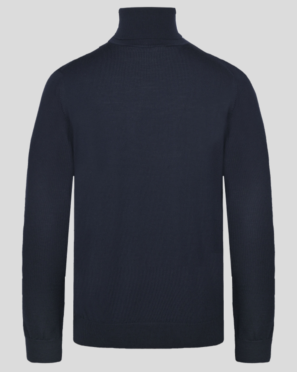 ТЪМНОСИН ПУЛОВЕР ОТ 100% ЕКТРА ФИНА ВЪЛНА МЕРИНО С ПОЛО ЯКА