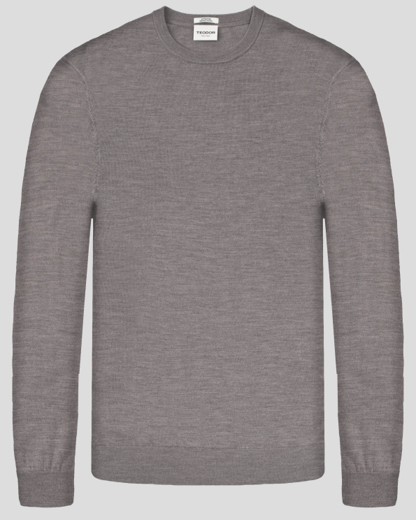 КАФЯВ ПУЛОВЕР С ОБЛО ДЕКОЛТЕ ОТ 100% ЕКСТРА ФИНА ВЪЛНА МЕРИНО