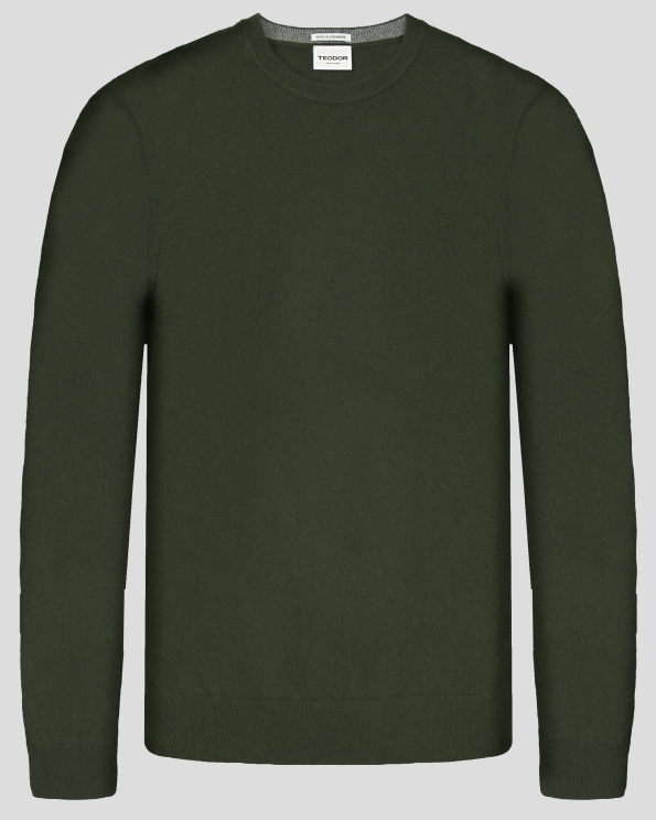 МЕК ПУЛОВЕР ОТ ЕКСТРА ФИНА ВЪЛНА И КАШМИР  В ТЪМНОЗЕЛЕН ЦВЯТ