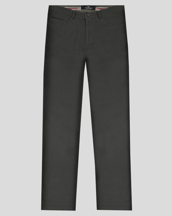 ТЪМНОЗЕЛЕН ПАНТАЛОН МЕЛАНЖ  В СИТНА СТРУКТУРА С ДВОЙНИ ФИЛЕТКИ И ЛОГО