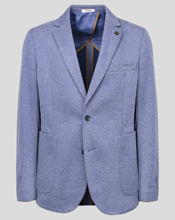 СВЕТЛОСИНЬО САКО МЕЛАНЖ В СИТНА СТРУКТУРА С ЛОГО