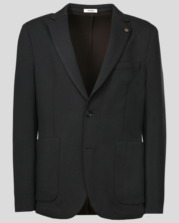 ЧЕРНО САКО БЕЗ ХАСТАР С ВЪНШНИ ДЖОБОВЕ И ЛОГО АКСЕСОАР