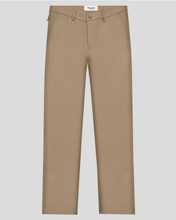  БЕЖОВ ЧИНО ПАНТАЛОН ОТ ФИНА ВЪЛНА С ЕЛАСТАН СИЛНО ВТАЛЕН СИЛУЕТ