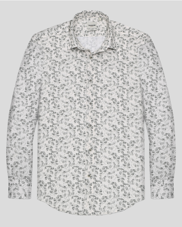 БЯЛА РИЗА В СИТНА СТРУКТУРА С ФЛОРАЛНИ МОТИВИ ВТАЛЕН СИЛУЕТ