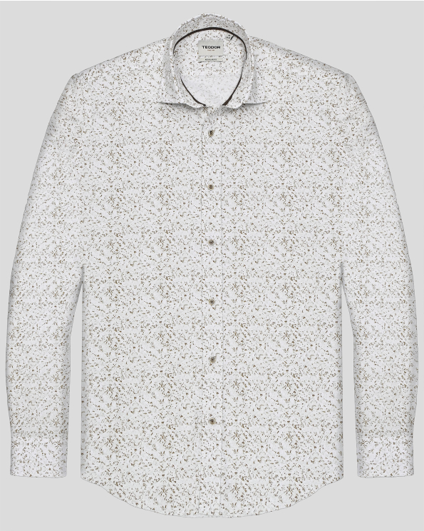 БЯЛА РИЗА В КОНТРАСТЕН ФЛОРАЛЕН ДЕСЕН СВОБОДЕН СИЛУЕТ