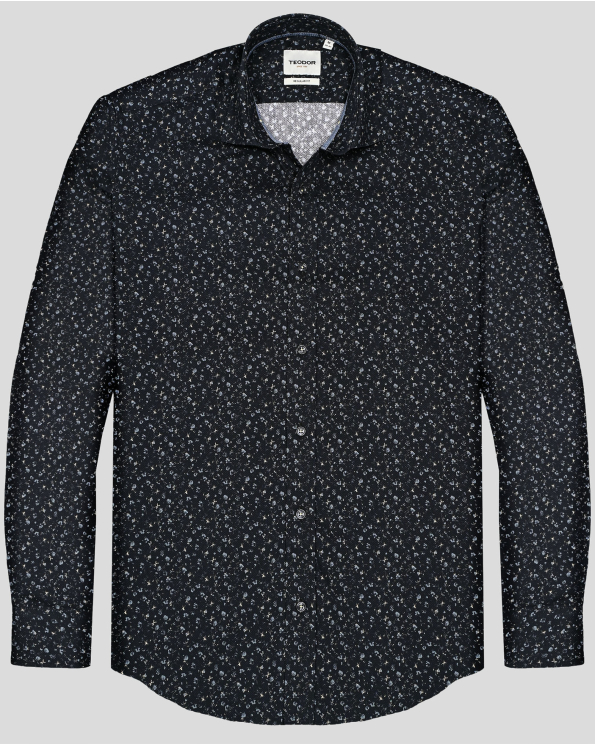 ЧЕРНА РИЗА С ФЛОРАЛНИ МОТИВИ СВОБОДЕН СИЛУЕТ