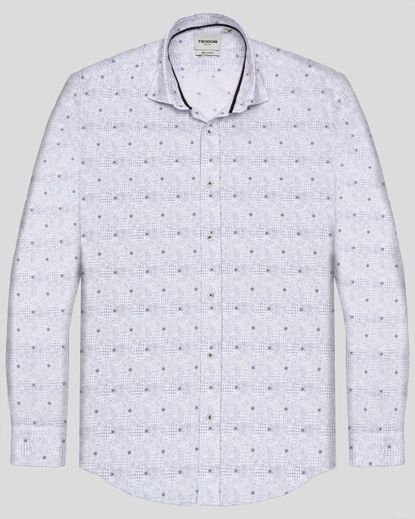 БЯЛА РИЗА С ЕФЕКТЕН АРТ ПРИНТ СВОБОДЕН СИЛУЕТ