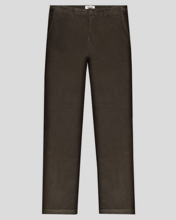 ТЪМНОКАФЯВ ЧИНО ПАНТАЛОН С КАРДИРАН ЕФЕКТ СВОБОДЕН СИЛУЕТ