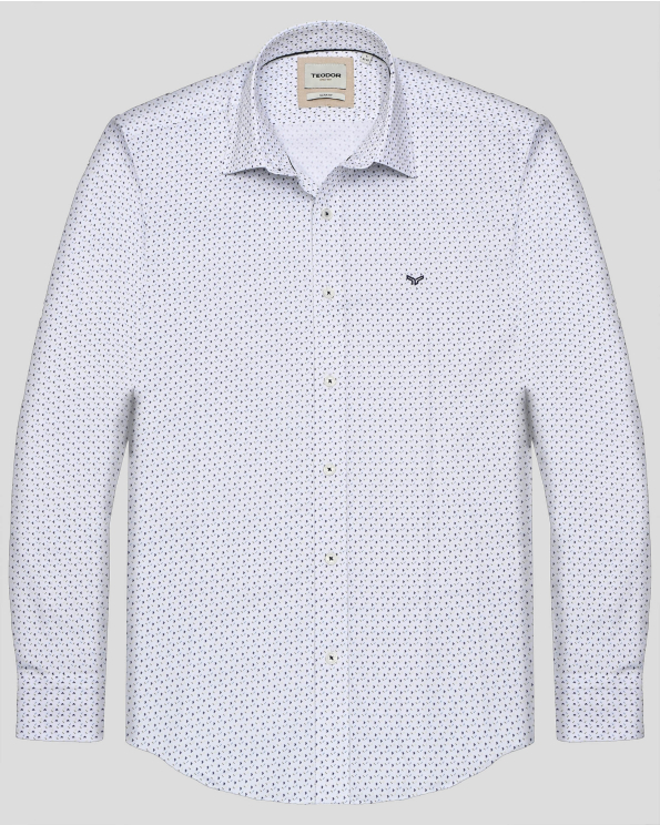 БЯЛА РИЗА В СИТЕН КОНТРАСТЕН ПРИНТ ВТАЛЕН СИЛУЕТ