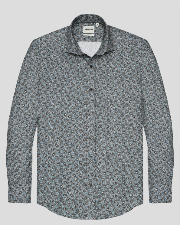 ЗЕЛЕНА РИЗА С КОНТРАСТНИ ФЛОРАЛНИ МОТИВИ ВТАЛЕН СИЛУЕТ