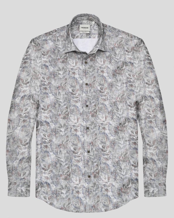 МНОГОЦВЕТНА ПАМУЧНА РИЗА С ФЛОРАЛЕН ДЕСЕН 