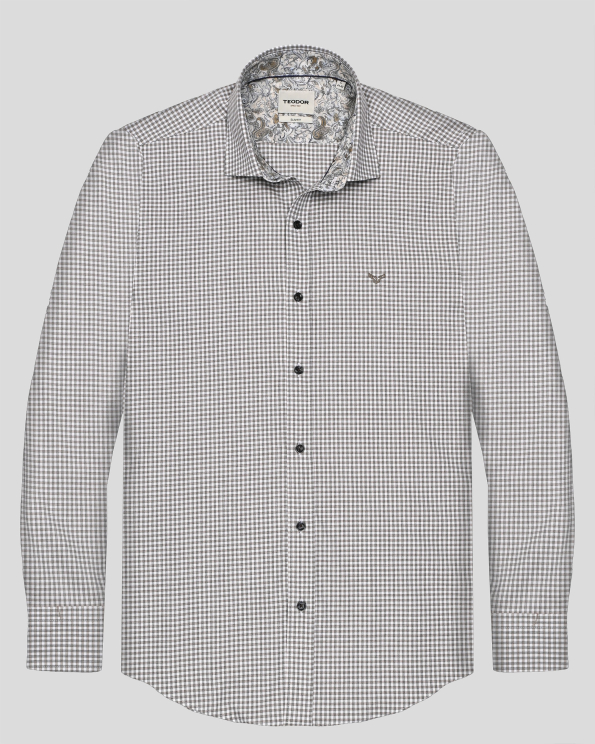 РИЗА В ТРИЦВЕТНО СИТНО КАРЕ ВТАЛЕН СИЛУЕТ