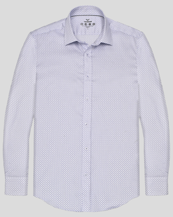 БЯЛА РИЗА В СИТЕН КОНТРАСТЕН ФИГУРАЛЕН ПРИНТ ВТАЛЕН СИЛУЕТ