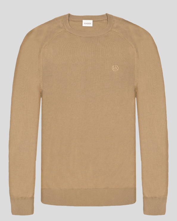 ФИН ПУЛОВЕР ОТ ТЕНСЕЛ И ПАМУК С РЕГЛАН РЪКАВ В ЦВЯТ КАМЕЛ