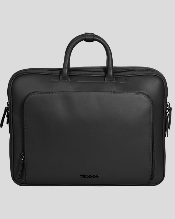 ЧЕРНА ЧАНТА ЗА ЛАПТОП ОТ ГЛАДКА ЕСТЕСТВЕНА КОЖА