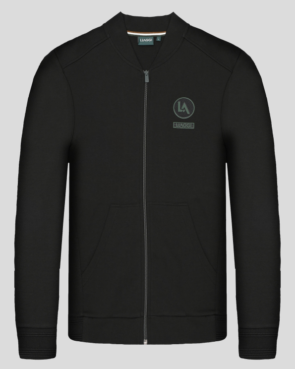 ЧЕРЕН СУИТШЪРТ ТИП БОМБЪР С ПРЕДНИ ДЖОБОВЕ И ЛОГО