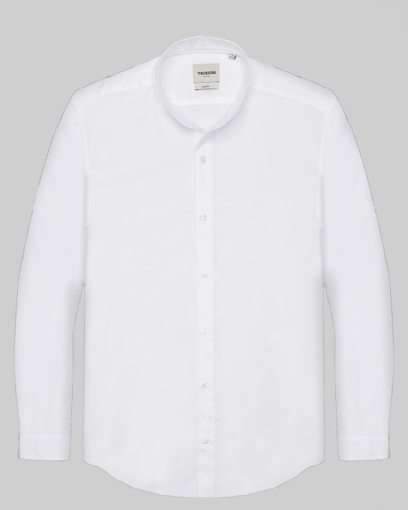 БЯЛА РИЗА ОТ 100% ПАМУК С ПОПСКА ЯКА ВТАЛЕН СИЛУЕТ