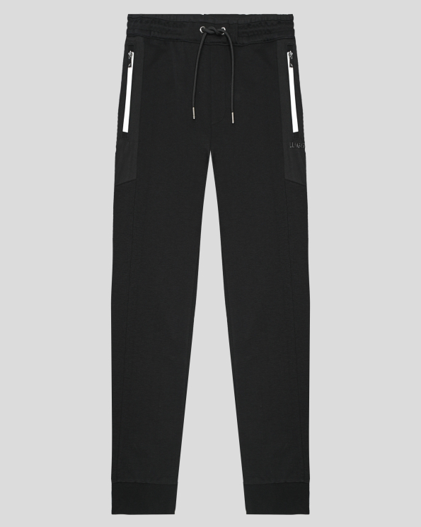 ЧЕРНО СПОРТНО ДОЛНИЩЕ С ТОНАЛНА ГАРНИТУРА НА ДЖОБОВЕ И КОЖЕНИ КАНТОВЕ