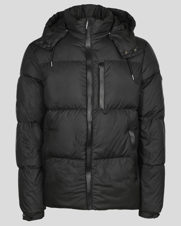  ЧЕРНО ОБЕМНО ЯКЕ С ПОДВИЖНА КАЧУЛКА И КОЖЕНИ ЕЛЕМЕНТИ