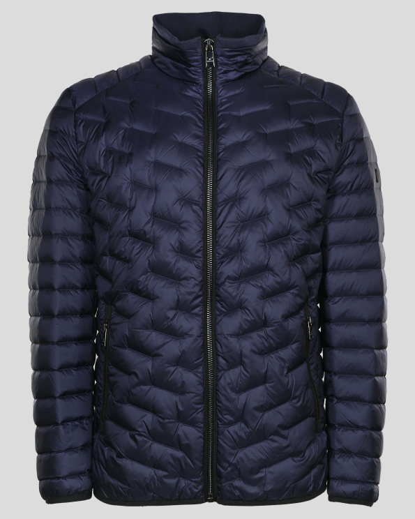  ТЪМНОСИНЬО ПРЕХОДНО  ОЛЕКОТЕНО ЯКЕ С ПЪЛНЕЖ ОТ ЕСТЕСТВЕН ПУХ