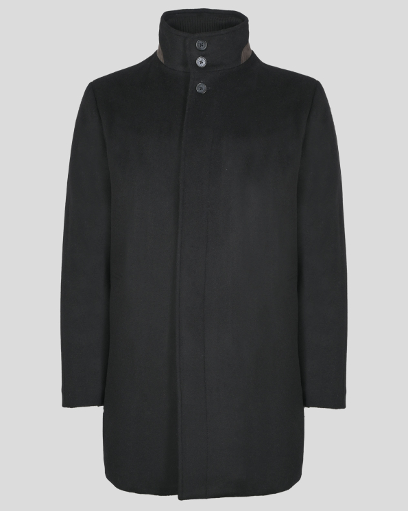 ЕЛЕГАНТНО ВЪЛНЕНО ЧЕРНО ПАЛТО С  ПОДВИЖЕН ЕЛЕК