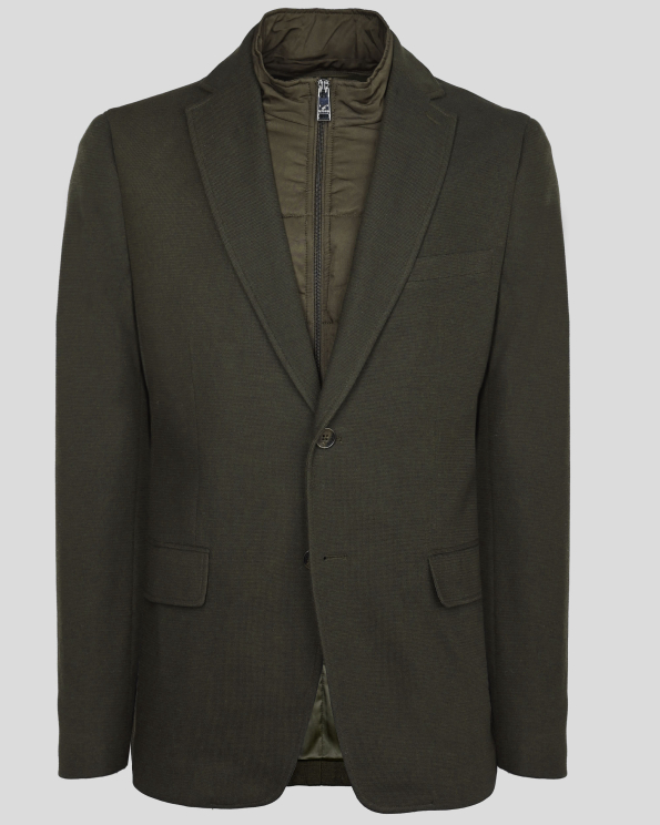 ЗЕЛЕНО СПОРТНО-ЕЛЕГАНТНО САКО С ПОДВИЖЕН ЕЛЕК И ДВА ШЛИЦА