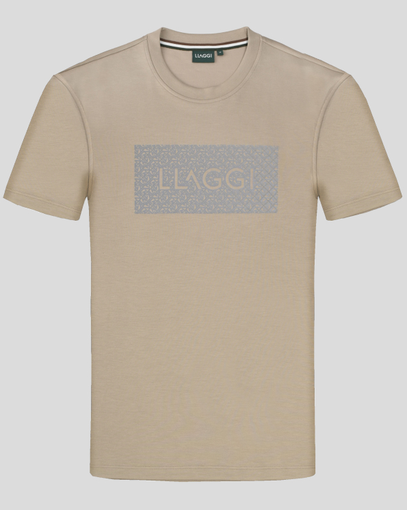 БЕЖОВА ТЕНИСКА С РЕФЛЕКТОРЕН ПРИНТ И ОБЛО ДЕКОЛТЕ