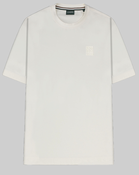 ОВЪРСАЙЗ ЕКРЮ ТЕНИСКА ОТ ПАМУК И БАМБУК С ГУМИРАНО ЛОГО