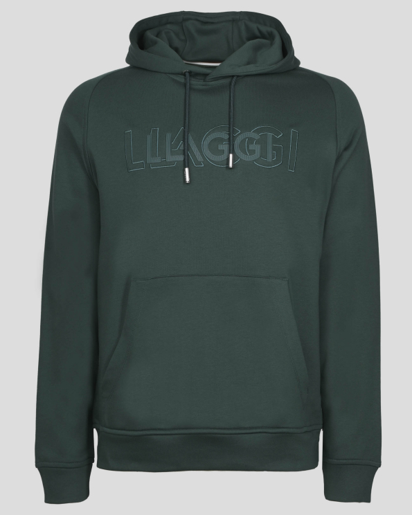 ЗЕЛЕН СУИТШЪРТ ТИП ХУДИ С КЕНГУРУ ДЖОБ И ГУМИРАНА ЛОГО ЕМБЛЕМА