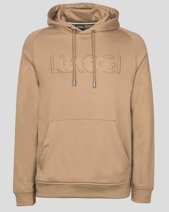 СУИТШЪРТ ТИП ХУДИ С БРОДЕРИЯ ЛОГО В ЦВЯТ КАМЕЛ