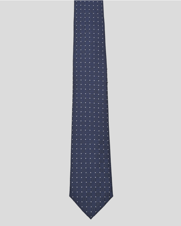 ЖАКАРДОВА ВРАТОВРЪЗКА НА БЕЛИ ТОЧКИ В ТЪМНОСИН ЦВЯТ